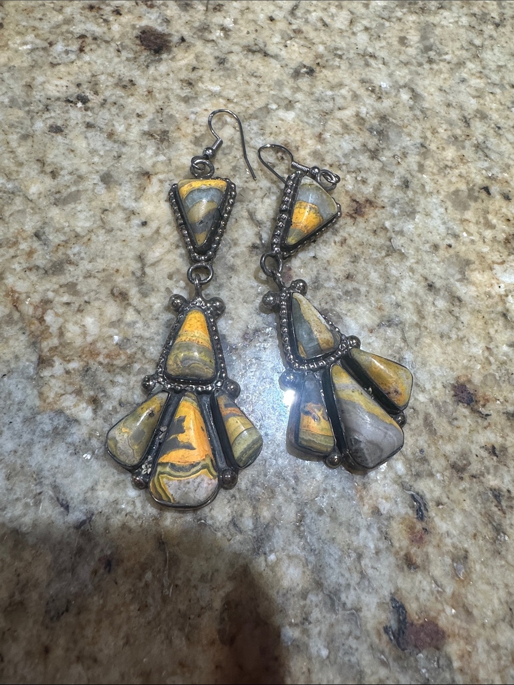 Bumblebee Jasper ear earrings